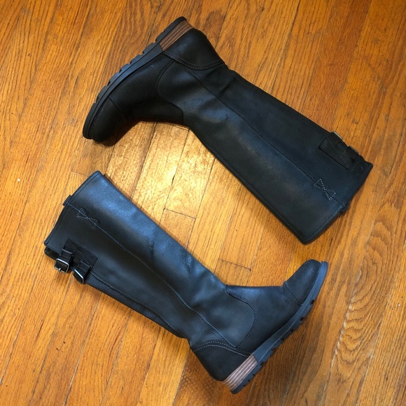 SOREL Riding LEATHER Knee High Boots Black 6.5 - Picture 1 of 14